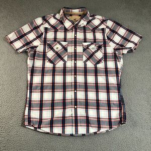 Hollister Shirt Men XL Plaid Preppy Cowboy Pearl Snap‎ Western Redo Button Up